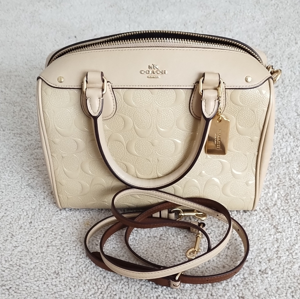 Coach Mini Bennett Solid & Embossed Leather Satch… - image 1